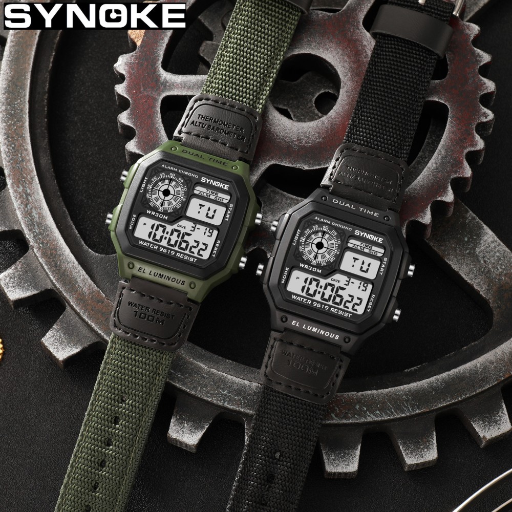 Synoke Outdoor Military Digita - Canvas Strap Watch 评论和价格