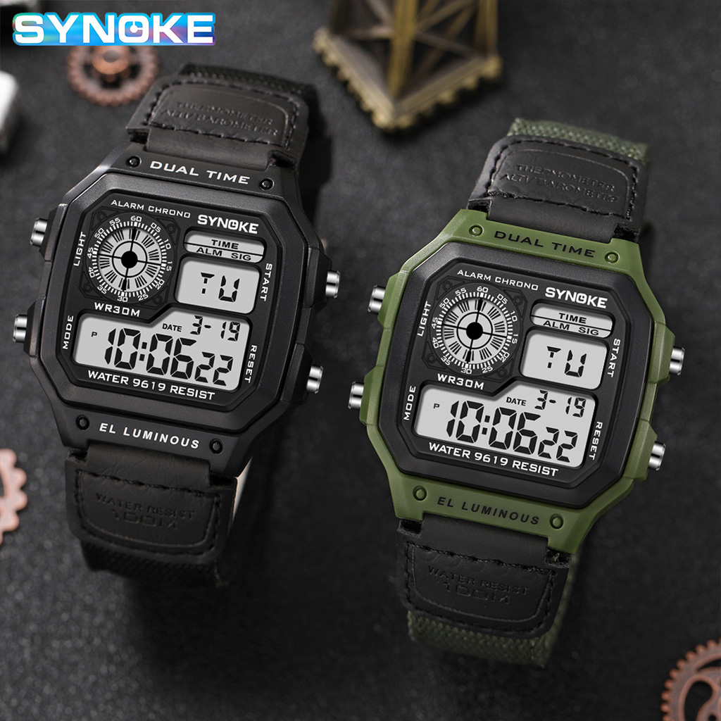 Synoke Outdoor Military Digita - Canvas Strap Watch 评论和价格