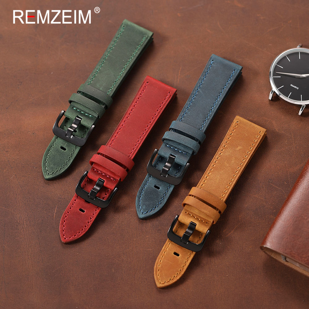 Classic Men's Crazy Horse Leat - Leather Strap Quick Release 评论和价格