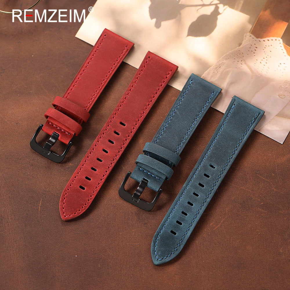 Classic Men's Crazy Horse Leat - Leather Strap Quick Release 评论和价格