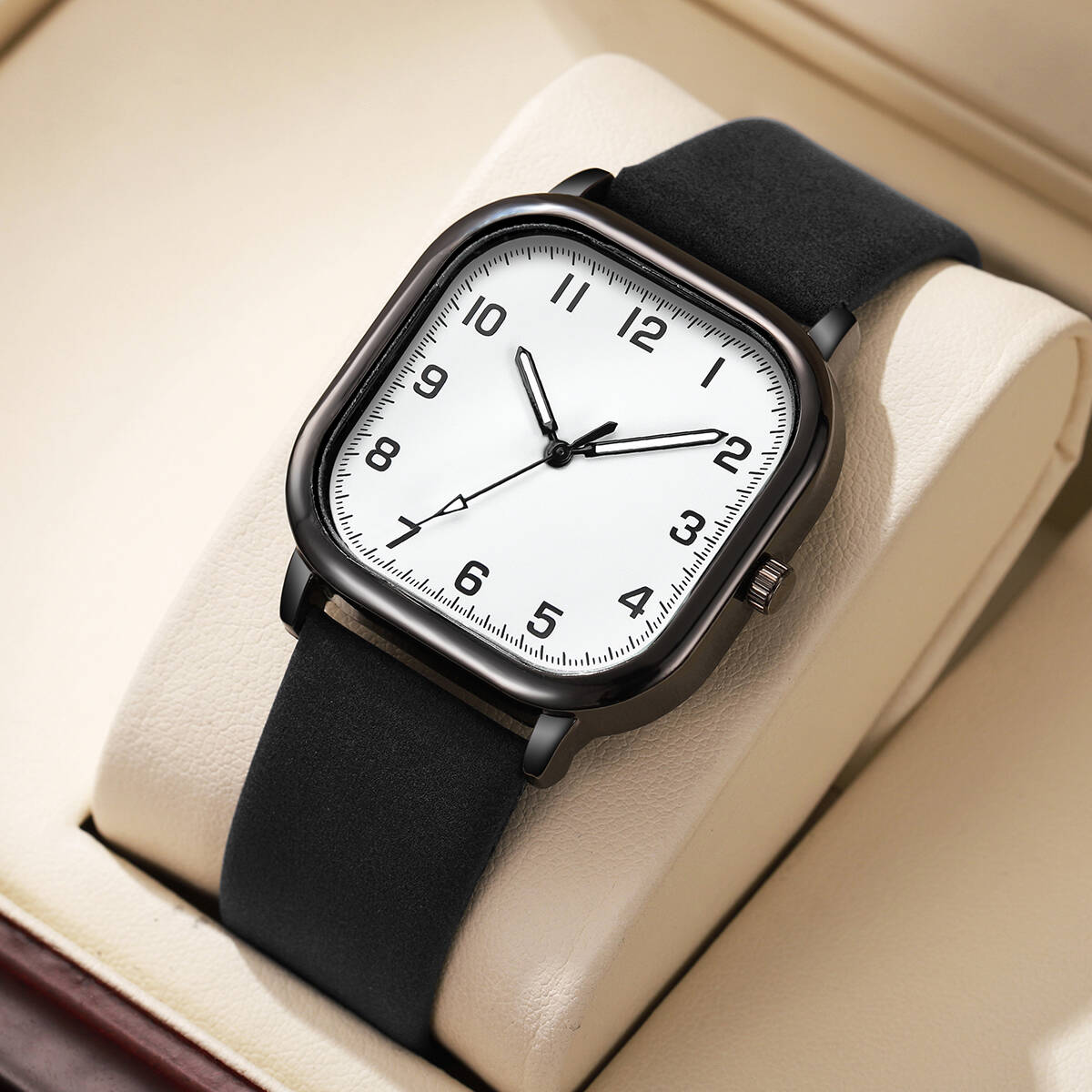 Fashion Square Men Watches Sim - Leather Watch Band Men 评论和价格