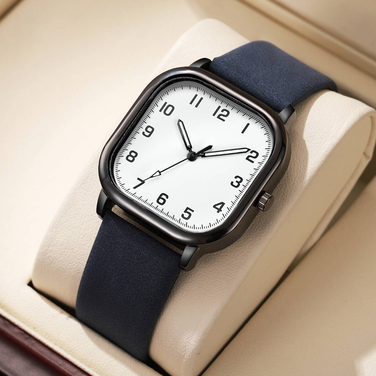 Fashion Square Men Watches Sim - Leather Watch Band Men 评论和价格