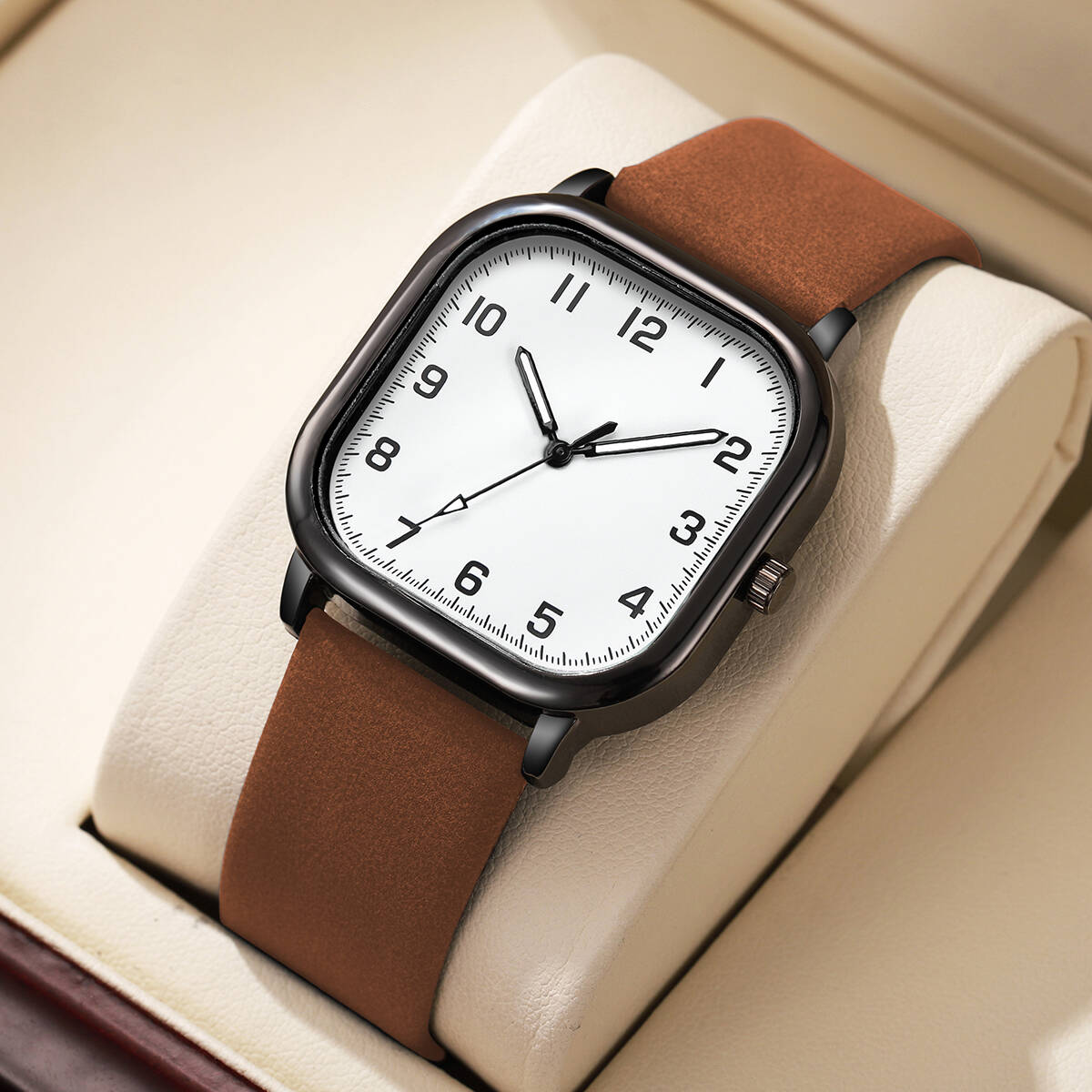 Fashion Square Men Watches Sim - Leather Watch Band Men 评论和价格