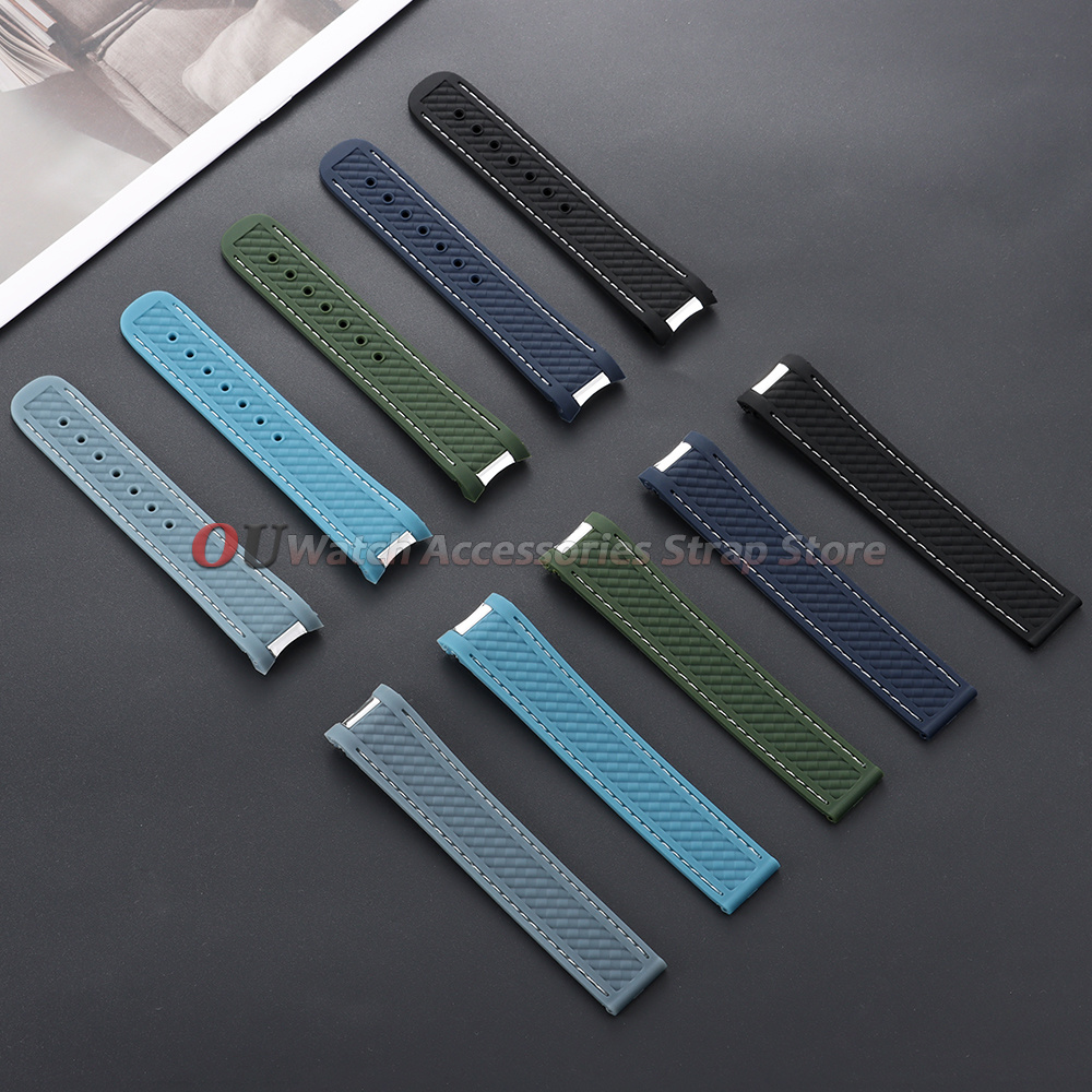 Curved End Silicone Watch Stra - Omega Watch Seamaster 评论和价格