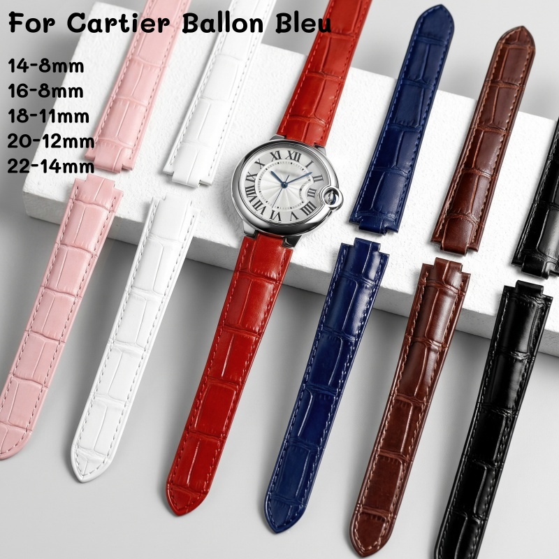 Leather Watch Strap Double Con - Cartier Watch Ballon Bleu 评论和价格