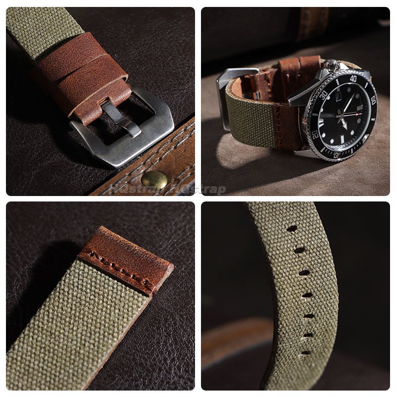 20mm 22mm 24mm Nylon Leather S - Leather Strap Quick Release 评论和价格