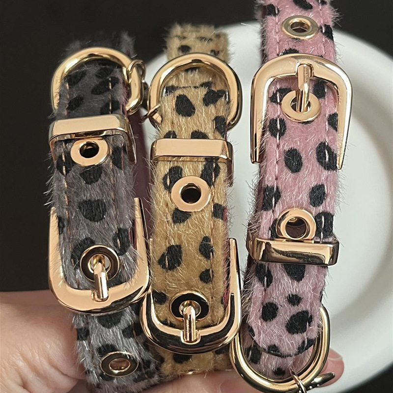 Leopard Pattern Small Dog Coll - Leather Strap Quick Release 评论和价格