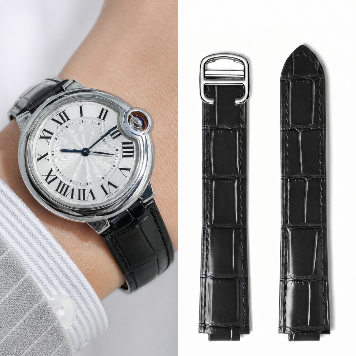 Special Double Convex Tail Lea - Cartier Watch Ballon Bleu 评论和价格
