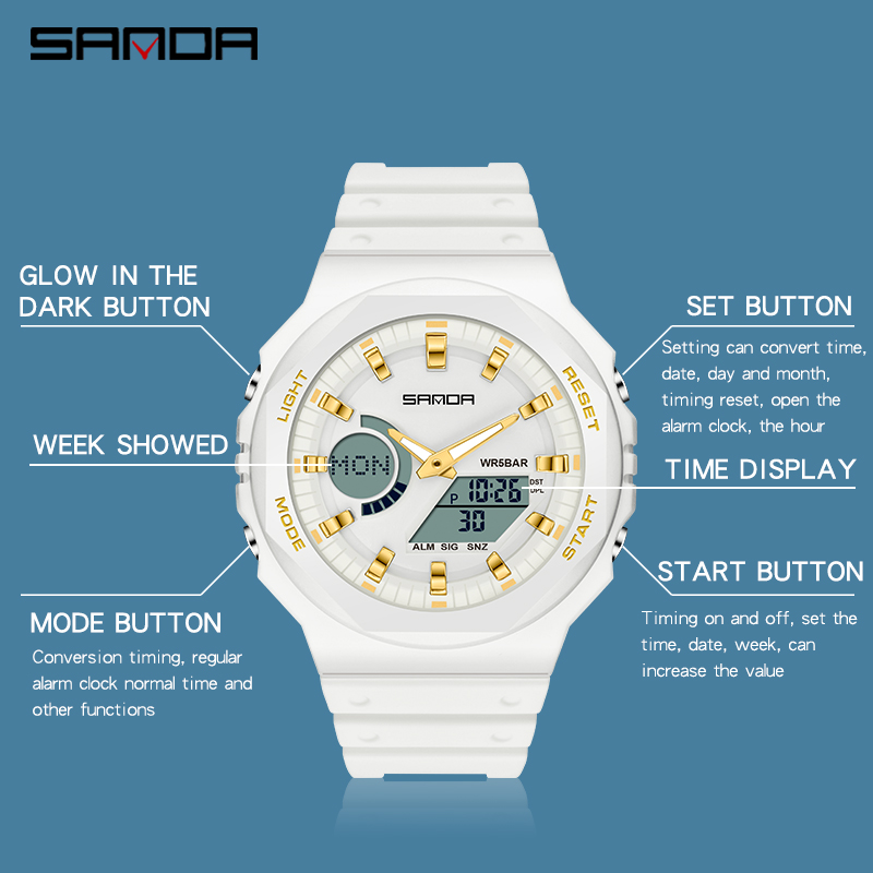 SANDA Top Luxury Men's Quartz  - Seiko Watch 5 Sports 评论和价格