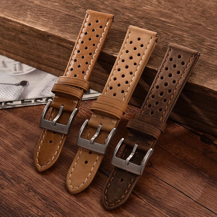 Breathable Leather Watch Strap - Leather Strap Quick Release 评论和价格