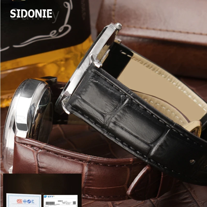 Genuine Leather Cowhide Men's  - Cartier Watch Santos 评论和价格