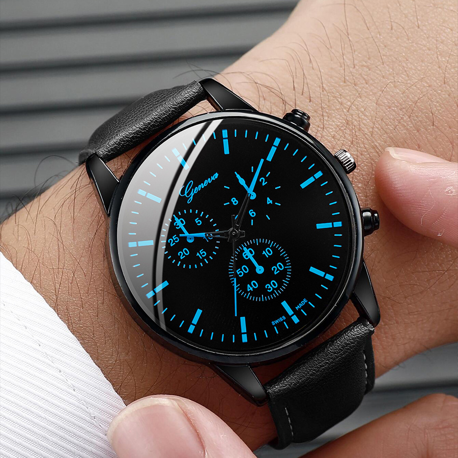 3PCS Fashion Men Business Watc - Leather Watch Band Men 评论和价格