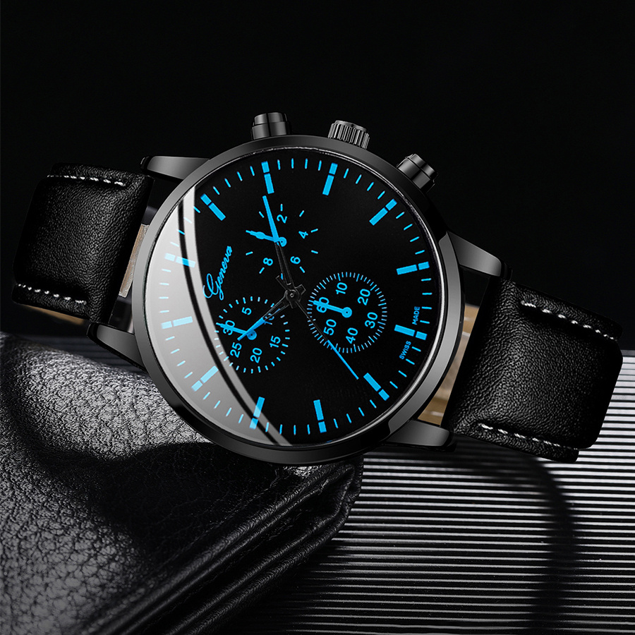 3PCS Fashion Men Business Watc - Leather Watch Band Men 评论和价格